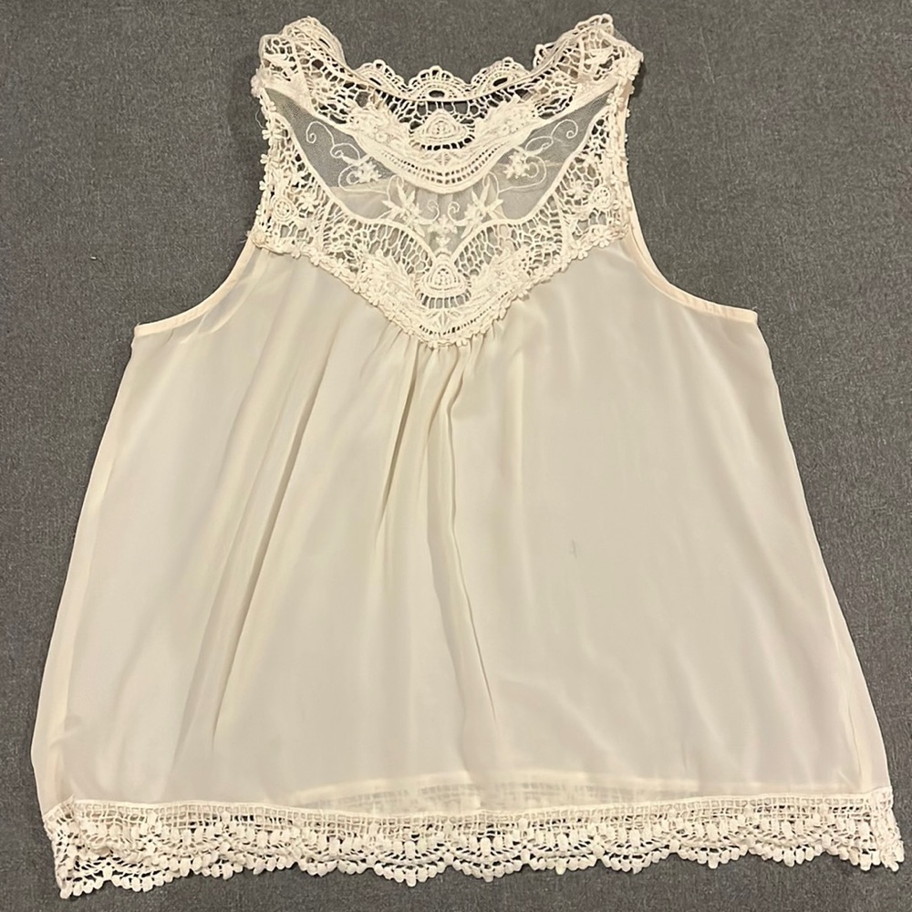 beige crochet blouse